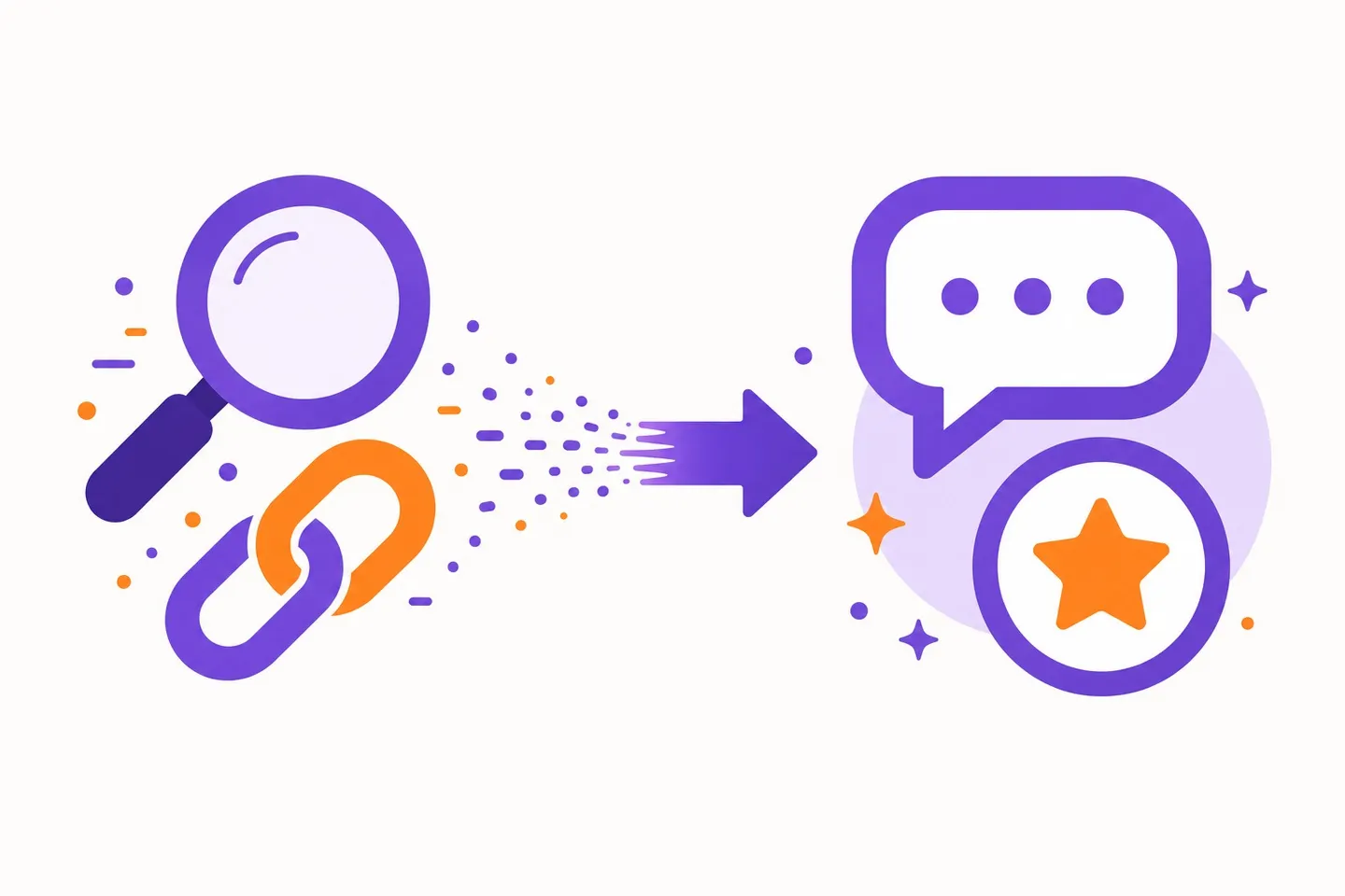 Illustration of search and links turning into an AI chat answer