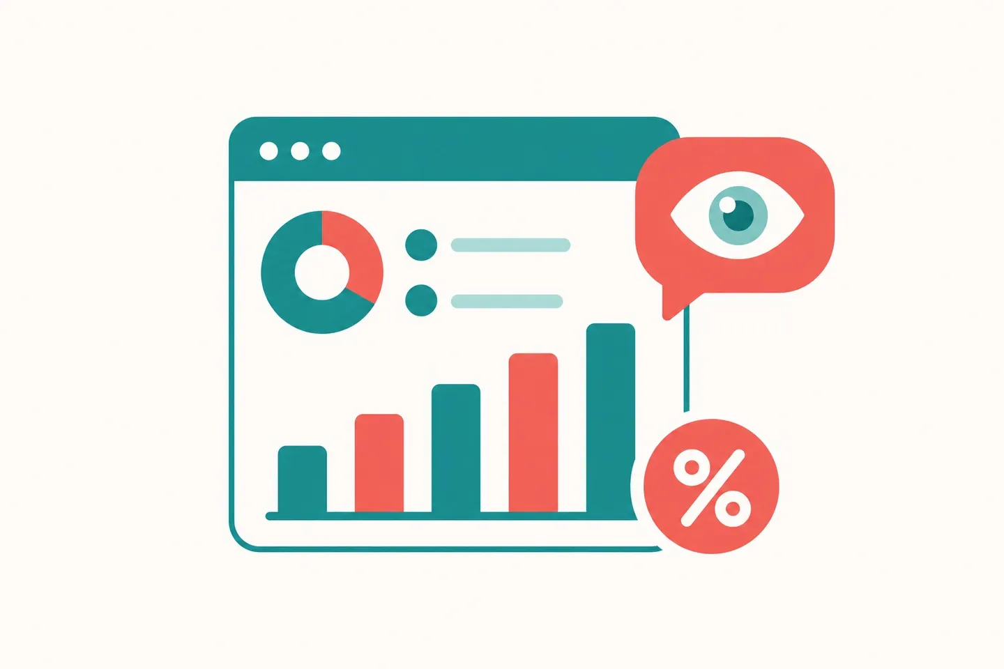 Analytics dashboard with an eye and percentage icon, representing AI visibility