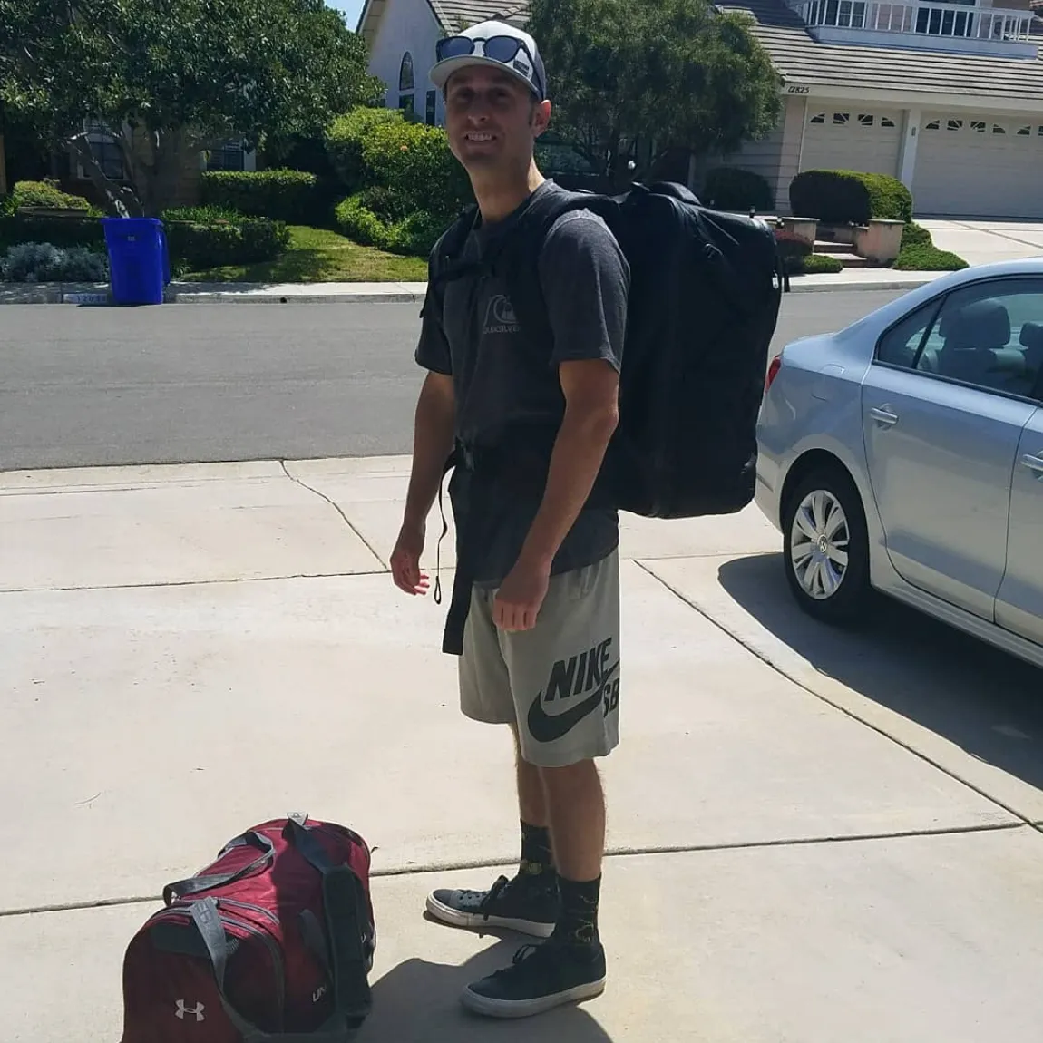 Ready to travel with a backpack and bags