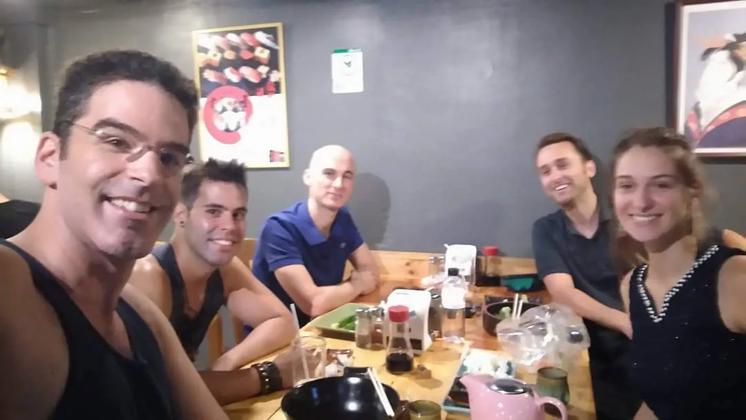 Friends together at a restaurant