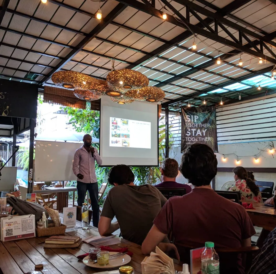 Coworking space event with a presentation