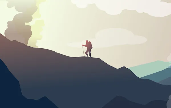 Hiker on a mountain ridge