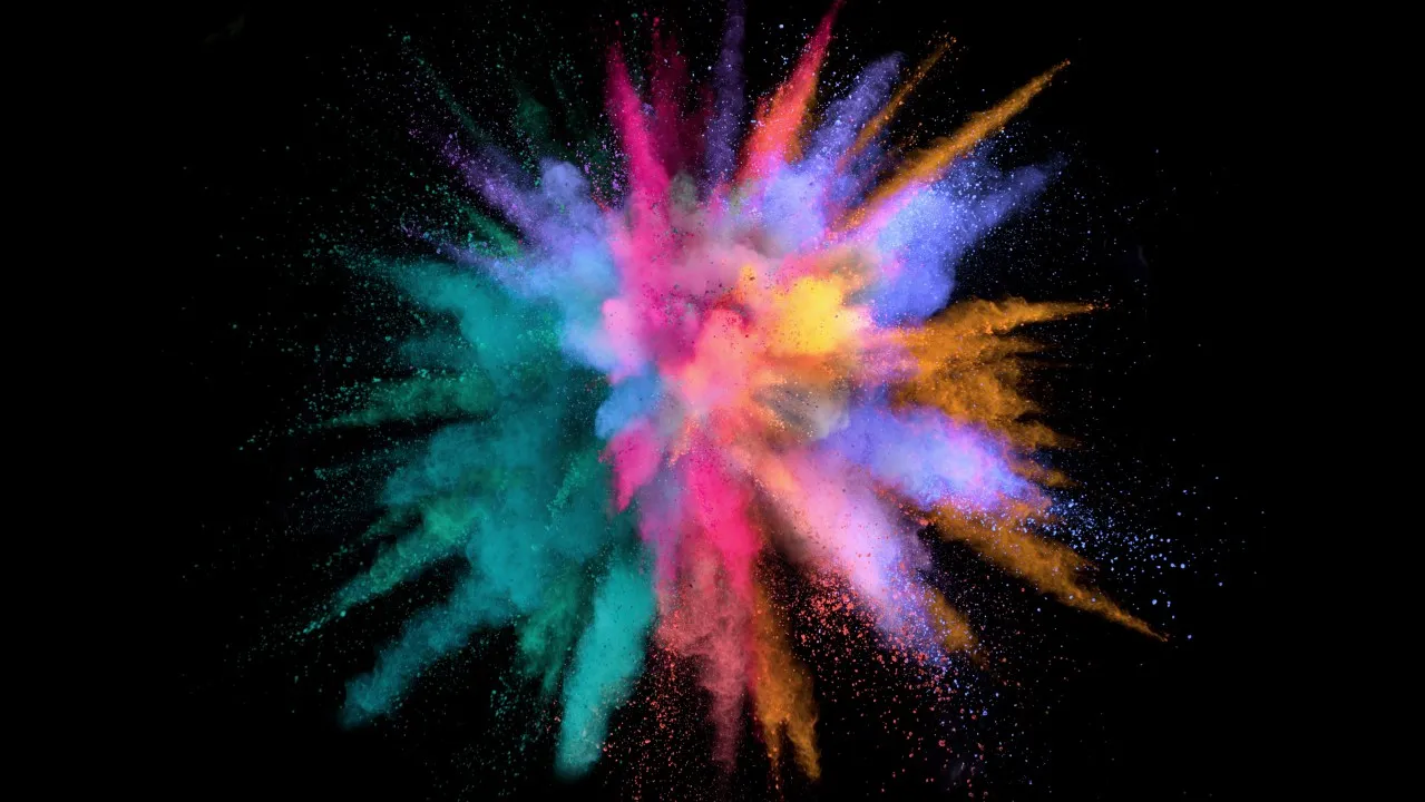 Colorful powder explosion