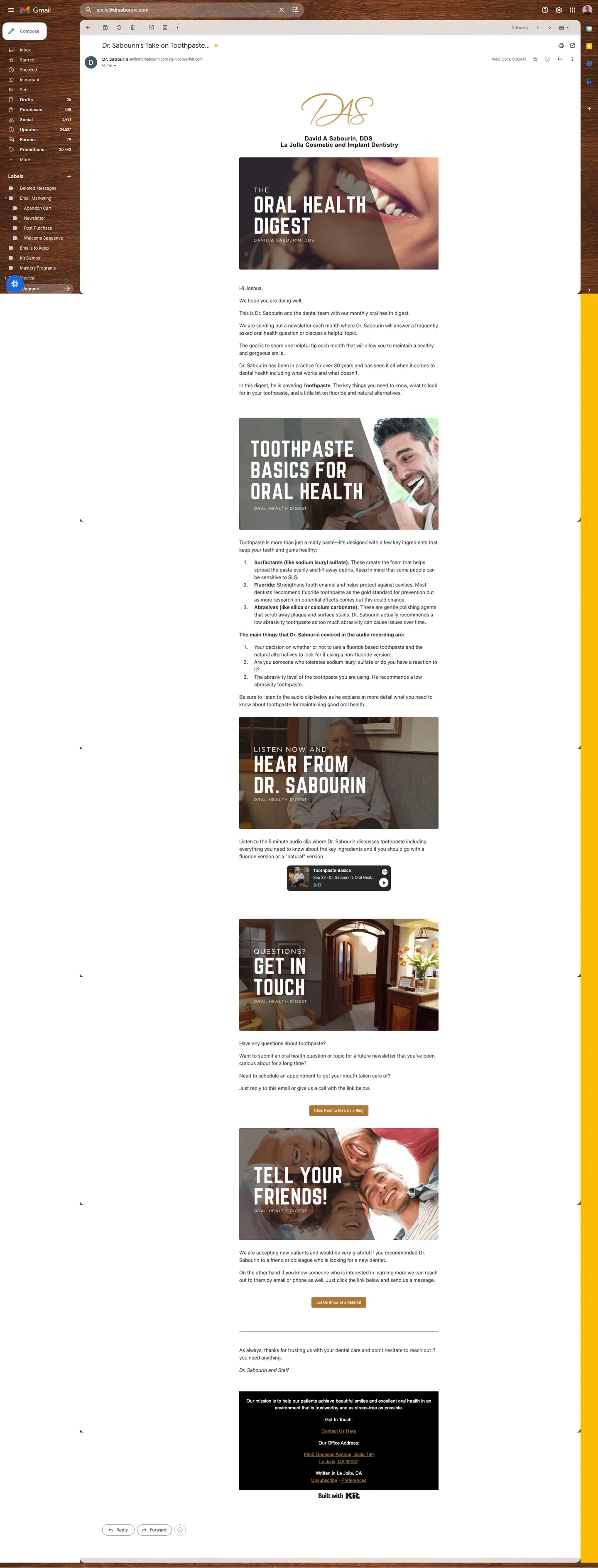 Full-page screenshot of the dental practice website
