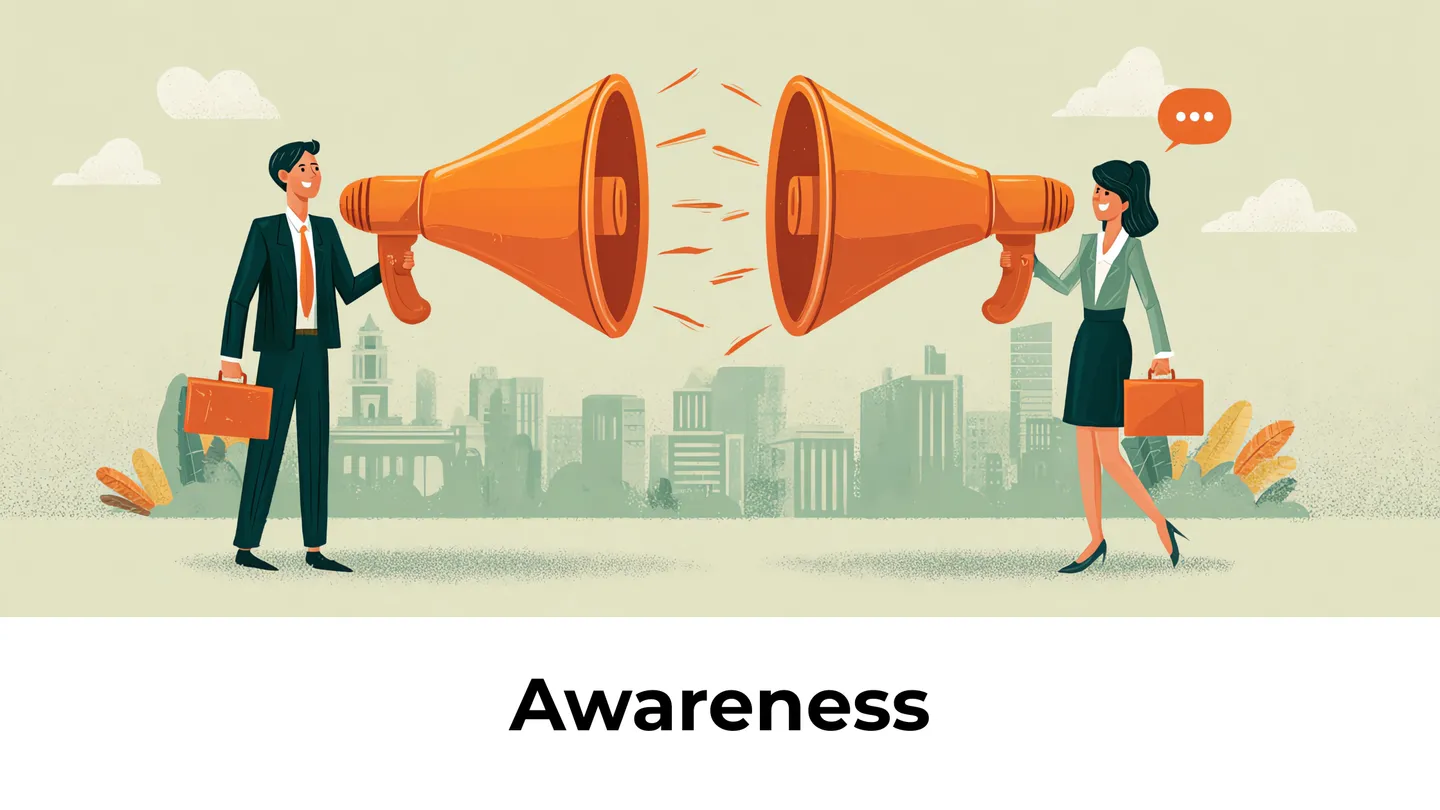 Awareness: two people with megaphones