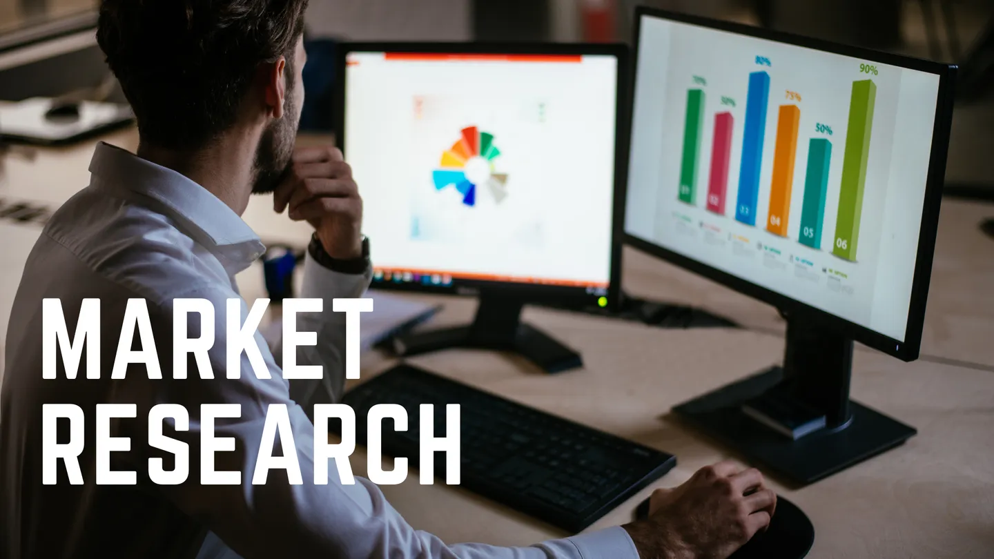 Market research: person looking at charts on a monitor