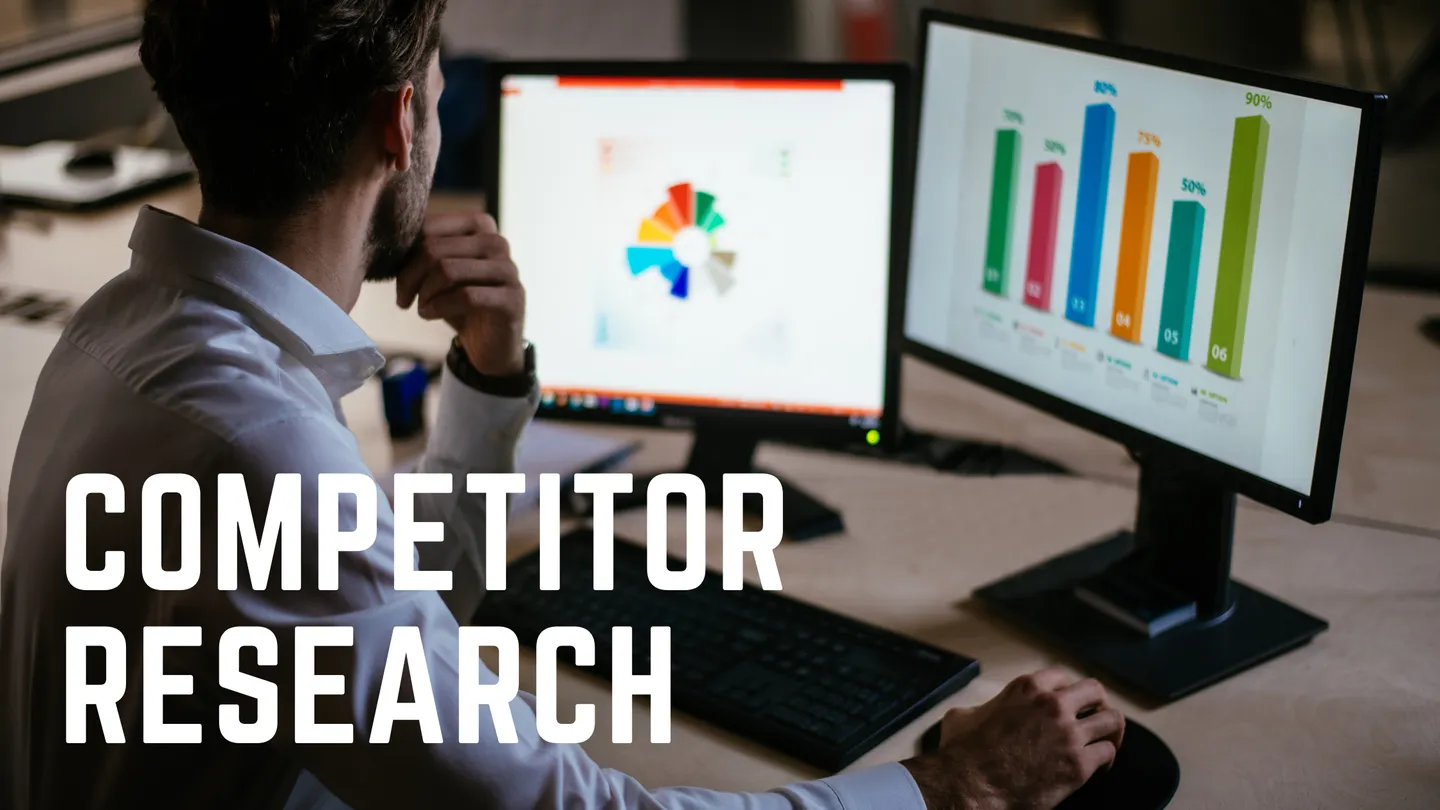 Competitor research: person looking at charts on a monitor