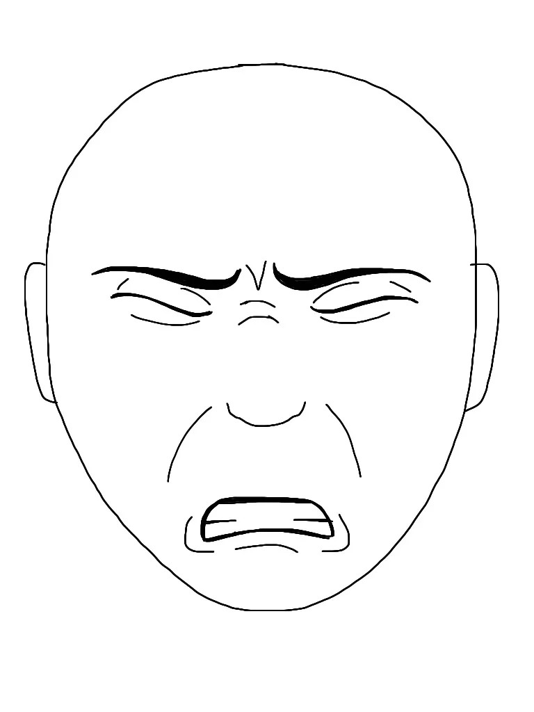 Drawing of a face tensed in pain