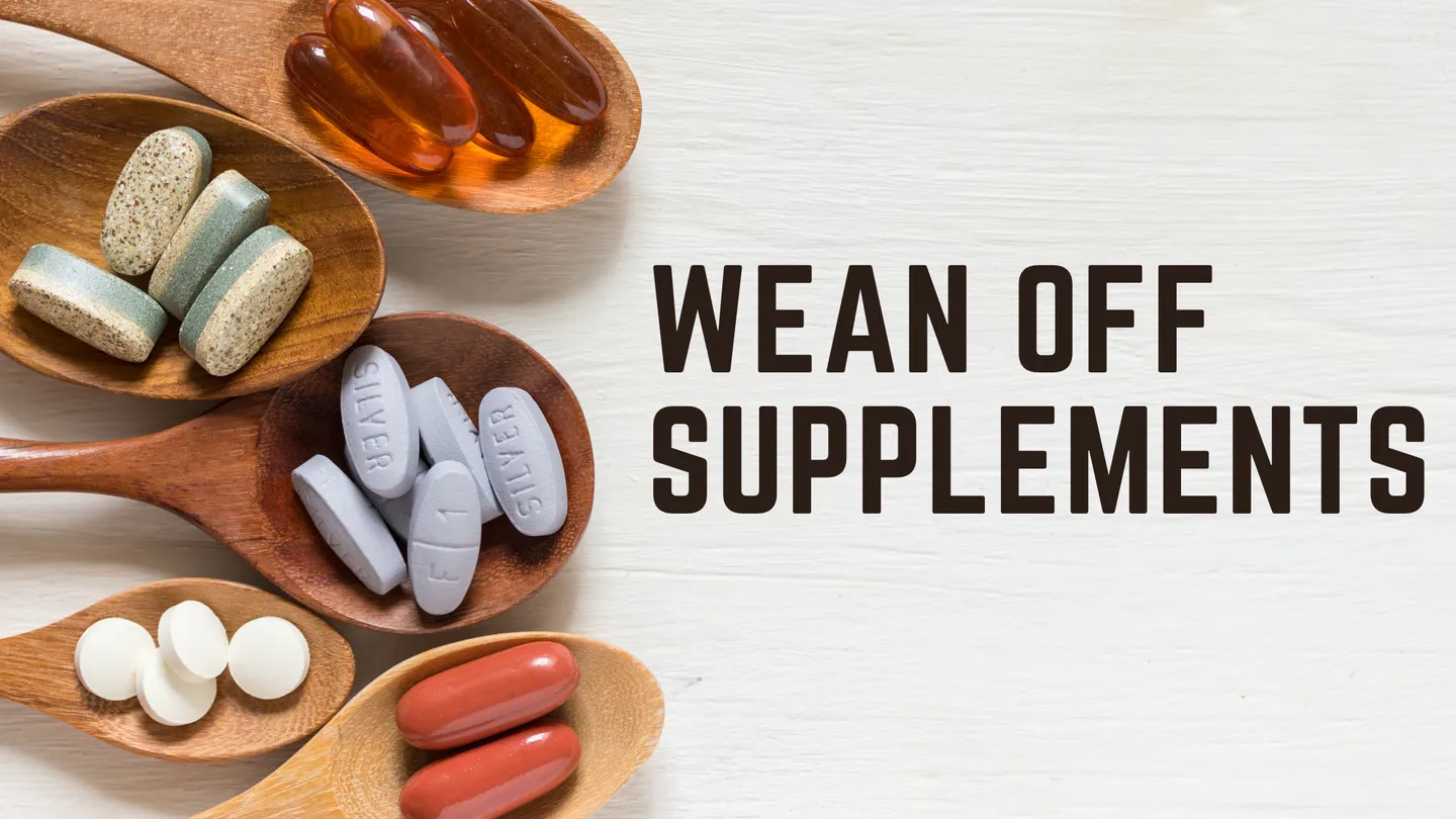 Wean off supplements: supplement pills on spoons